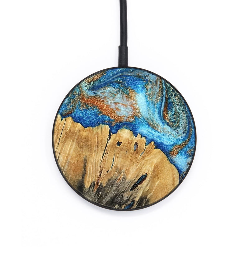 Circle Wood Wireless Charger - Lavonne (Teal & Gold, 801642)