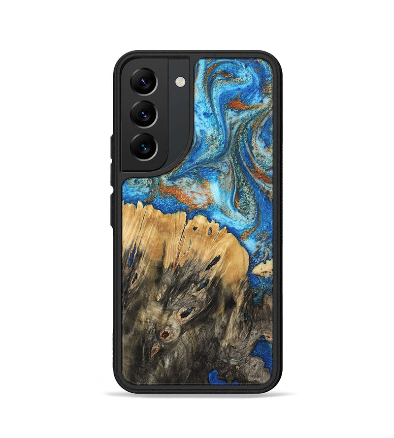 Galaxy S22 Wood Phone Case - Lavonne (Teal & Gold, 801642)