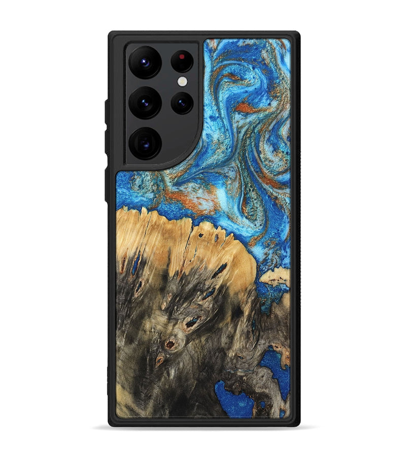 Galaxy S22 Ultra Wood Phone Case - Lavonne (Teal & Gold, 801642)