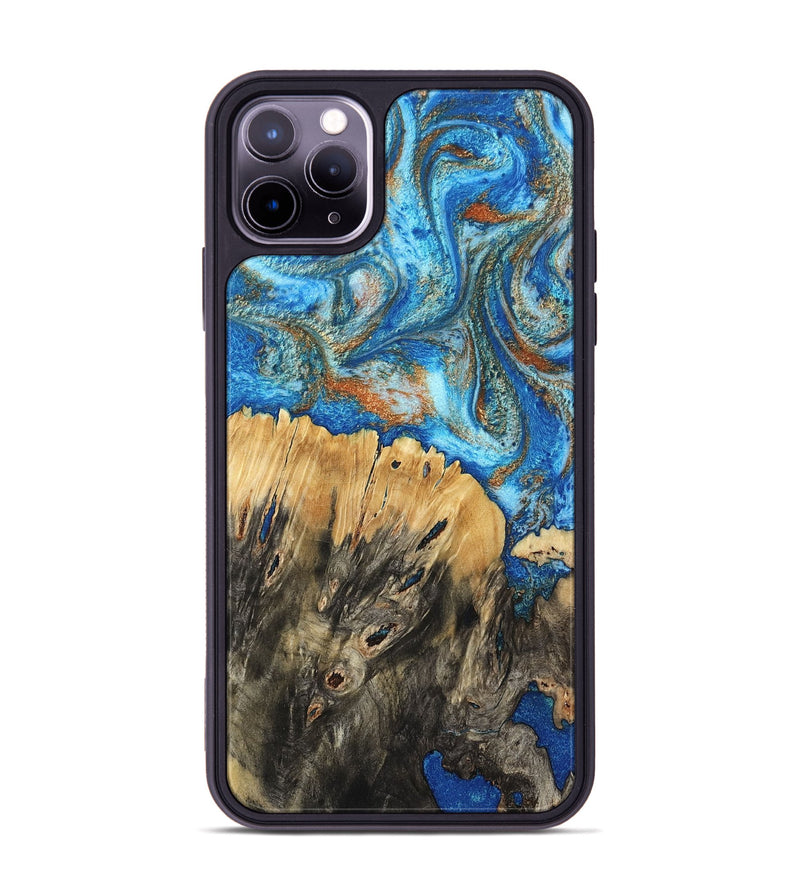 iPhone 11 Pro Max Wood Phone Case - Lavonne (Teal & Gold, 801642)