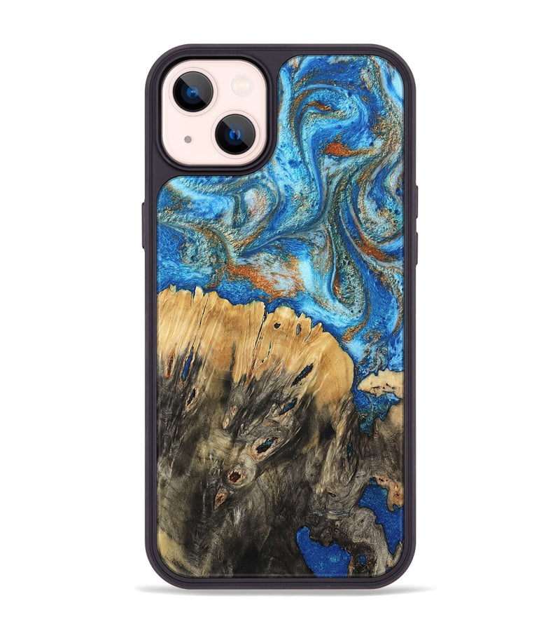iPhone 14 Plus Wood Phone Case - Lavonne (Teal & Gold, 801642)