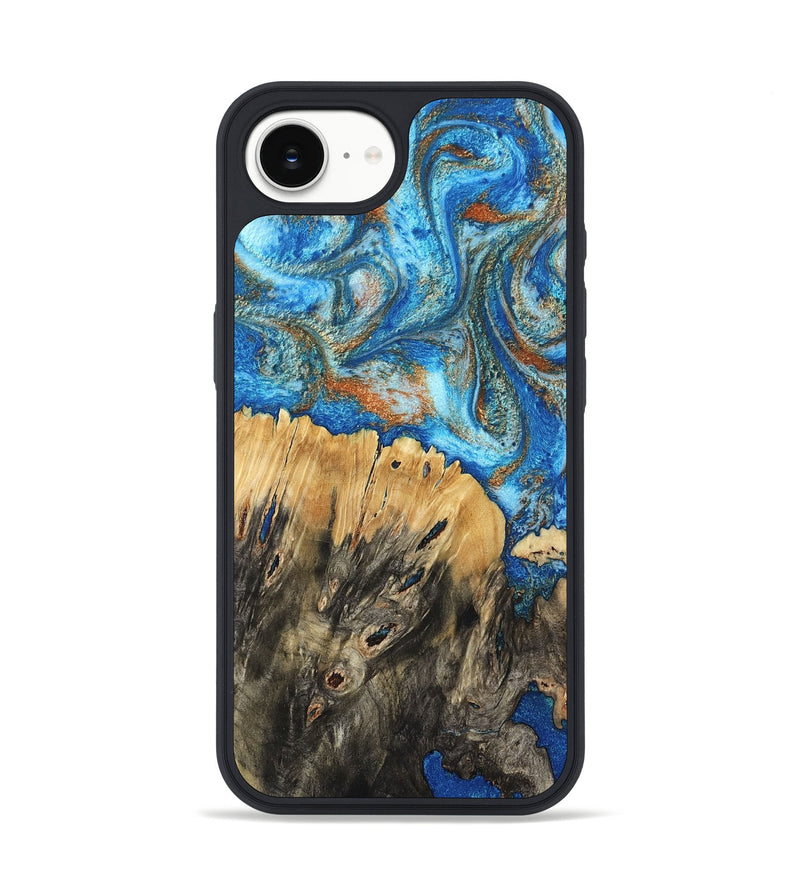 iPhone 16e Wood Phone Case - Lavonne (Teal & Gold, 801642)