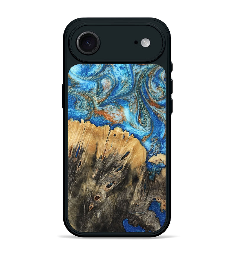 iPhone 17 Air Wood Phone Case - Lavonne (Teal & Gold, 801642)