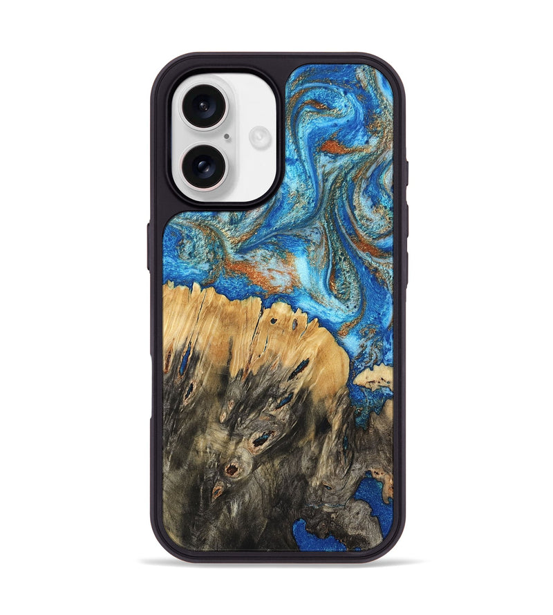 iPhone 17 Wood Phone Case - Lavonne (Teal & Gold, 801642)