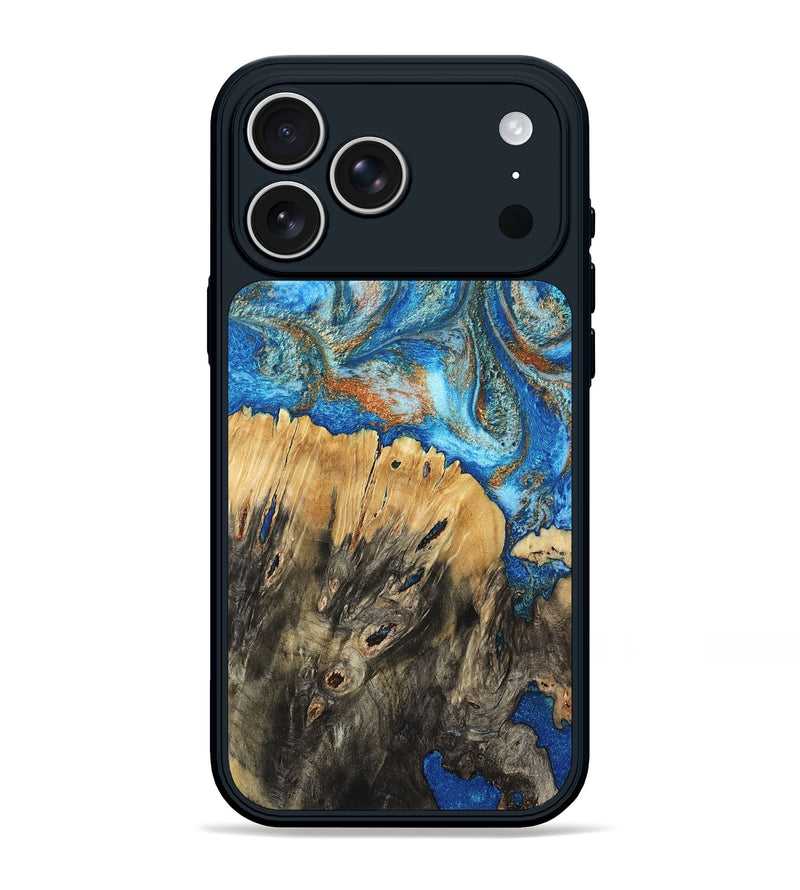 iPhone 17 Pro Max Wood Phone Case - Lavonne (Teal & Gold, 801642)