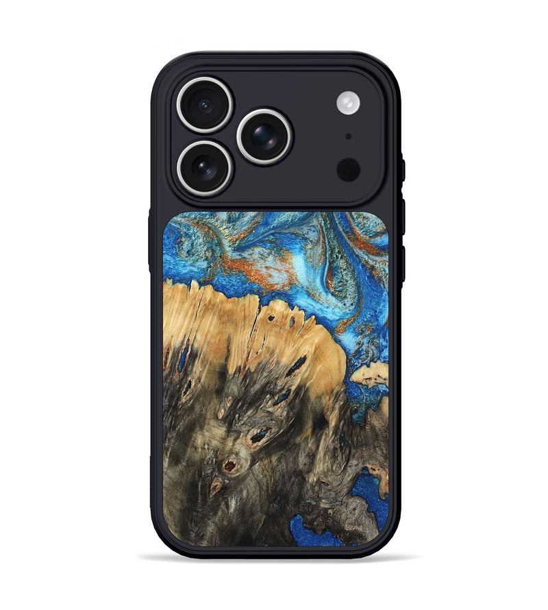 iPhone 17 Pro Wood Phone Case - Lavonne (Teal & Gold, 801642)