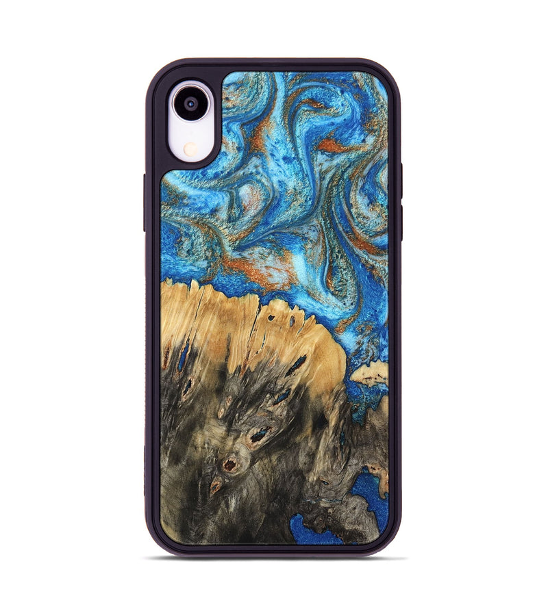 iPhone Xr Wood Phone Case - Lavonne (Teal & Gold, 801642)