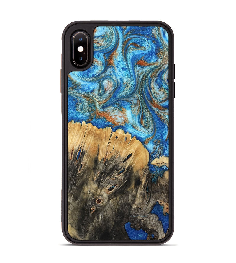 iPhone Xs Max Wood Phone Case - Lavonne (Teal & Gold, 801642)