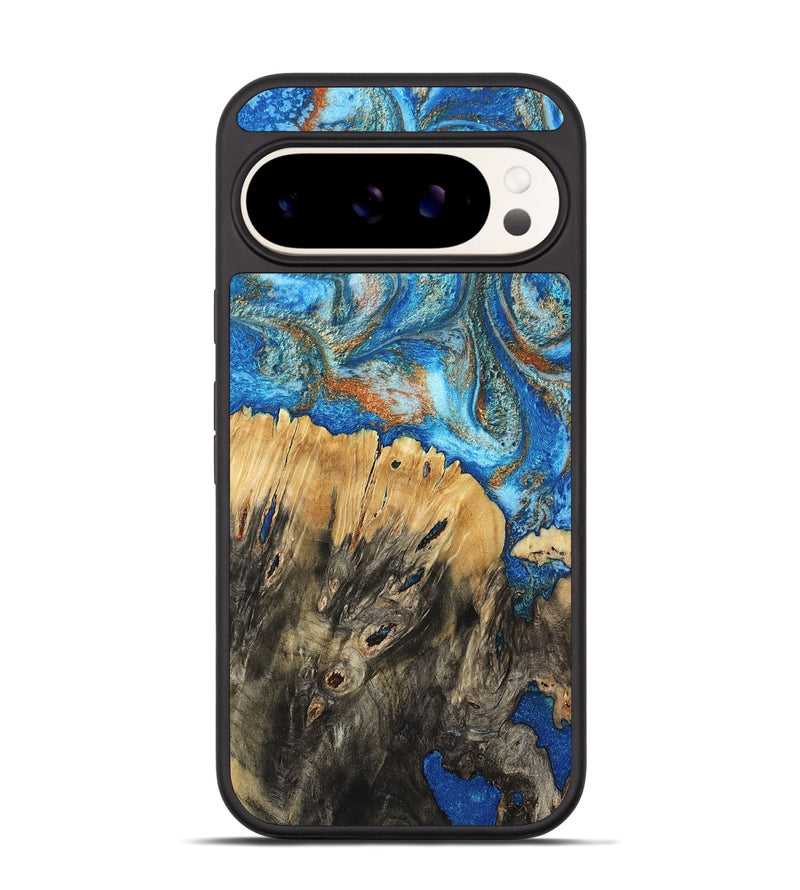 Pixel 9 Wood Phone Case - Lavonne (Teal & Gold, 801642)