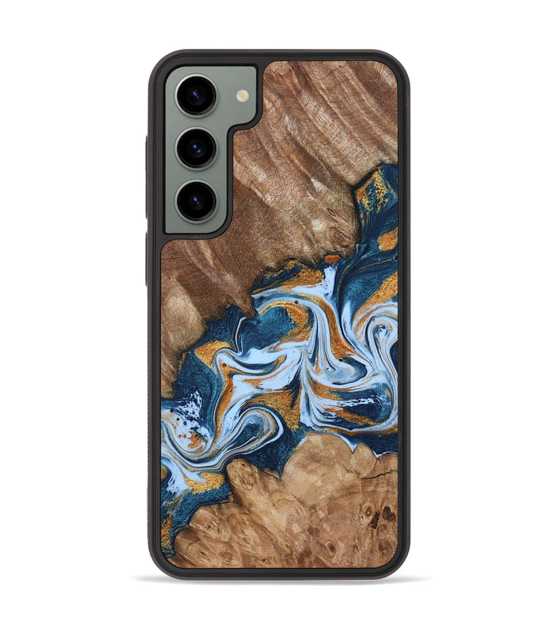 Galaxy S23 Plus Wood Phone Case - Arlene (Teal & Gold, 801643)