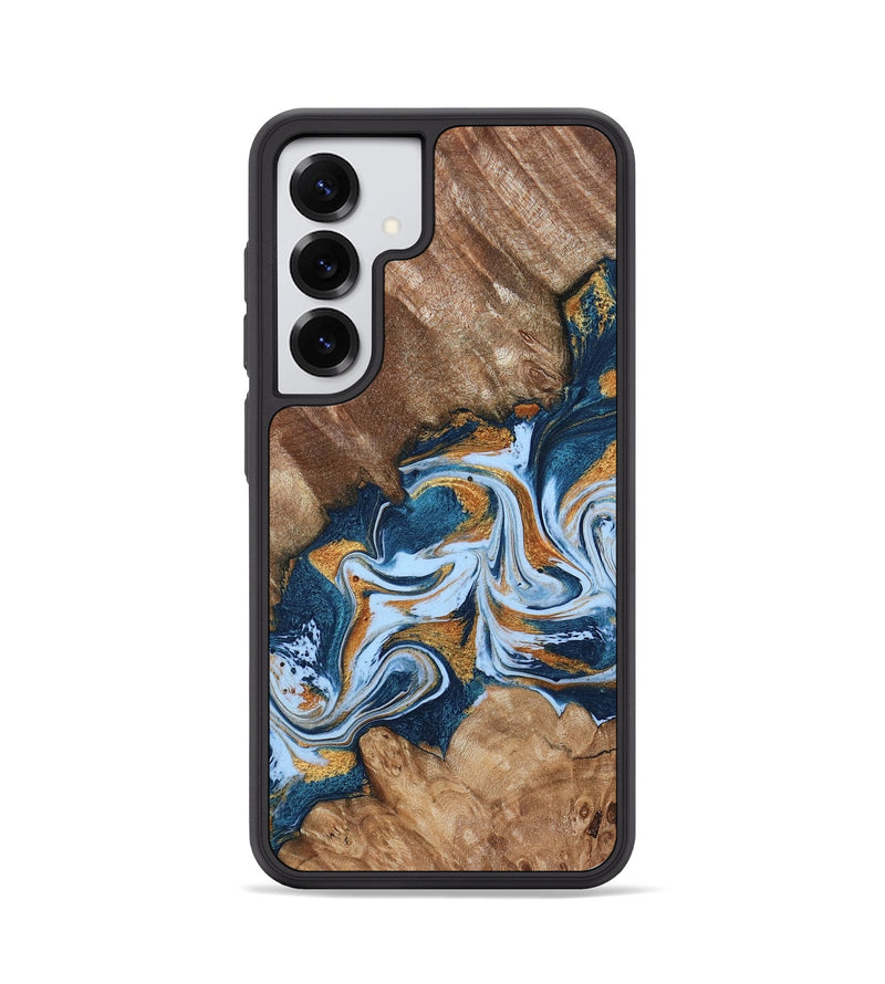 Galaxy S25 Wood Phone Case - Arlene (Teal & Gold, 801643)