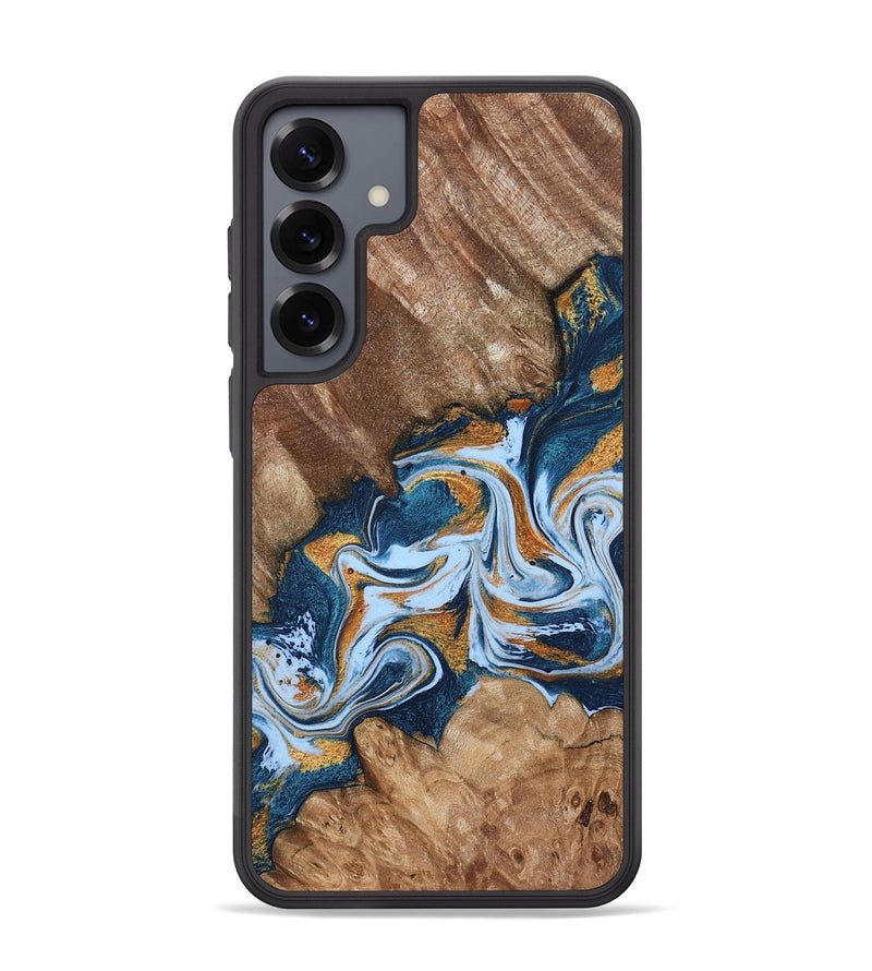 Galaxy S25 Plus Wood Phone Case - Arlene (Teal & Gold, 801643)
