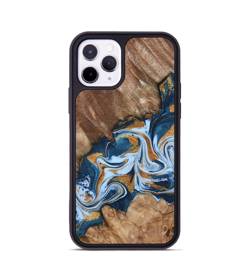 iPhone 11 Pro Wood Phone Case - Arlene (Teal & Gold, 801643)