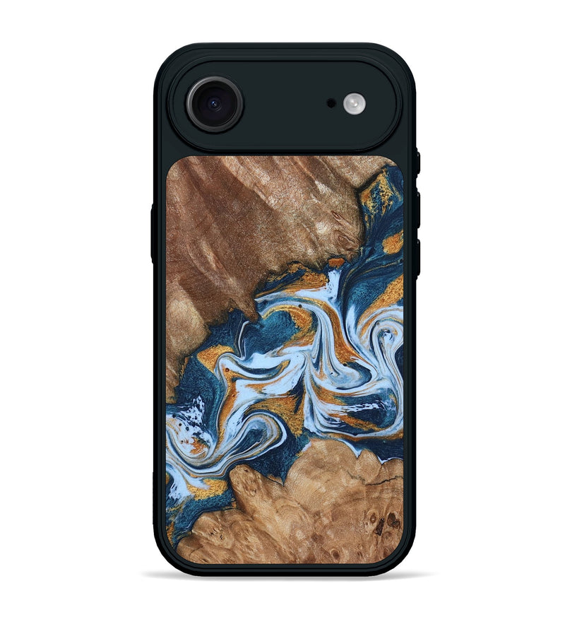 iPhone 17 Air Wood Phone Case - Arlene (Teal & Gold, 801643)