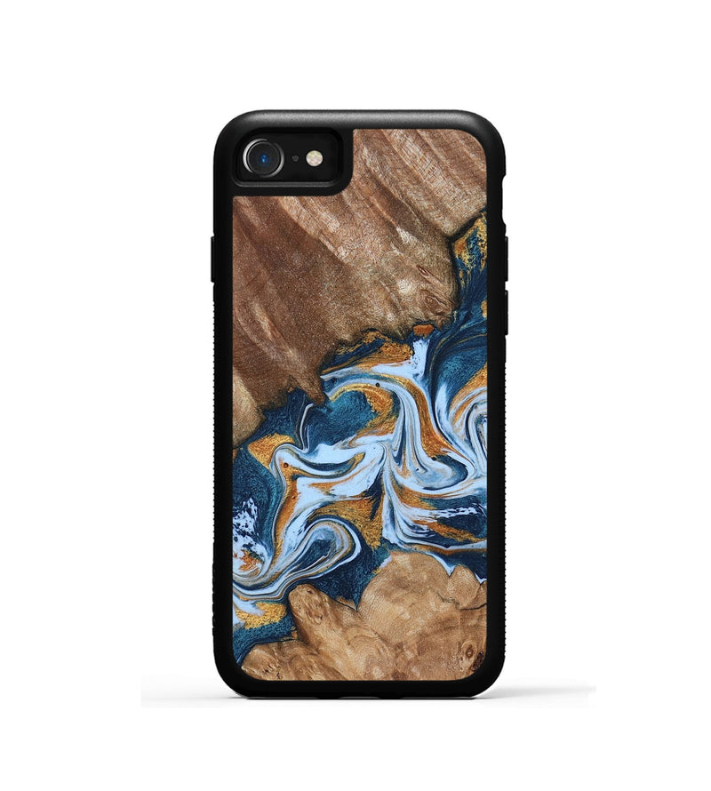 iPhone SE Wood Phone Case - Arlene (Teal & Gold, 801643)