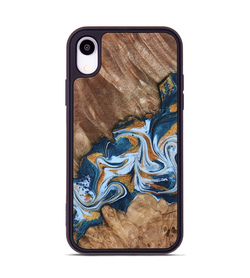 iPhone Xr Wood Phone Case - Arlene (Teal & Gold, 801643)