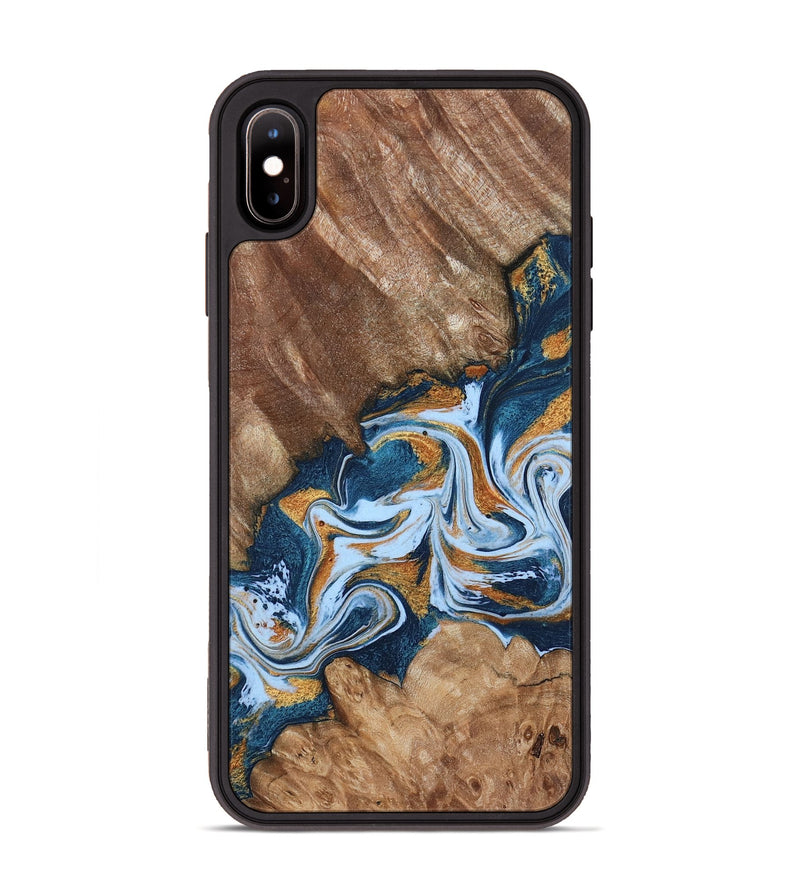 iPhone Xs Max Wood Phone Case - Arlene (Teal & Gold, 801643)