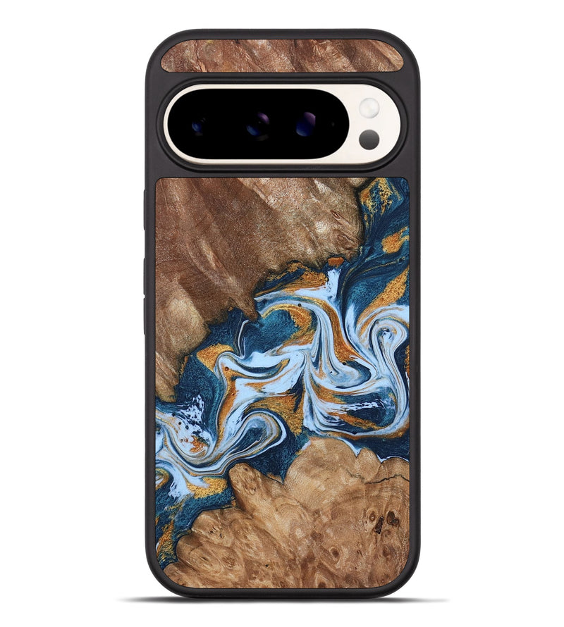 Pixel 9 Pro XL Wood Phone Case - Arlene (Teal & Gold, 801643)