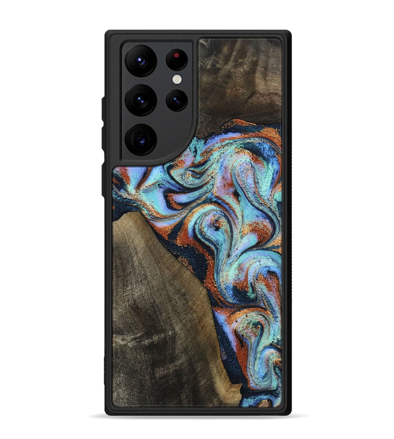 Galaxy S22 Ultra Wood Phone Case - Wylder (Teal & Gold, 801644)