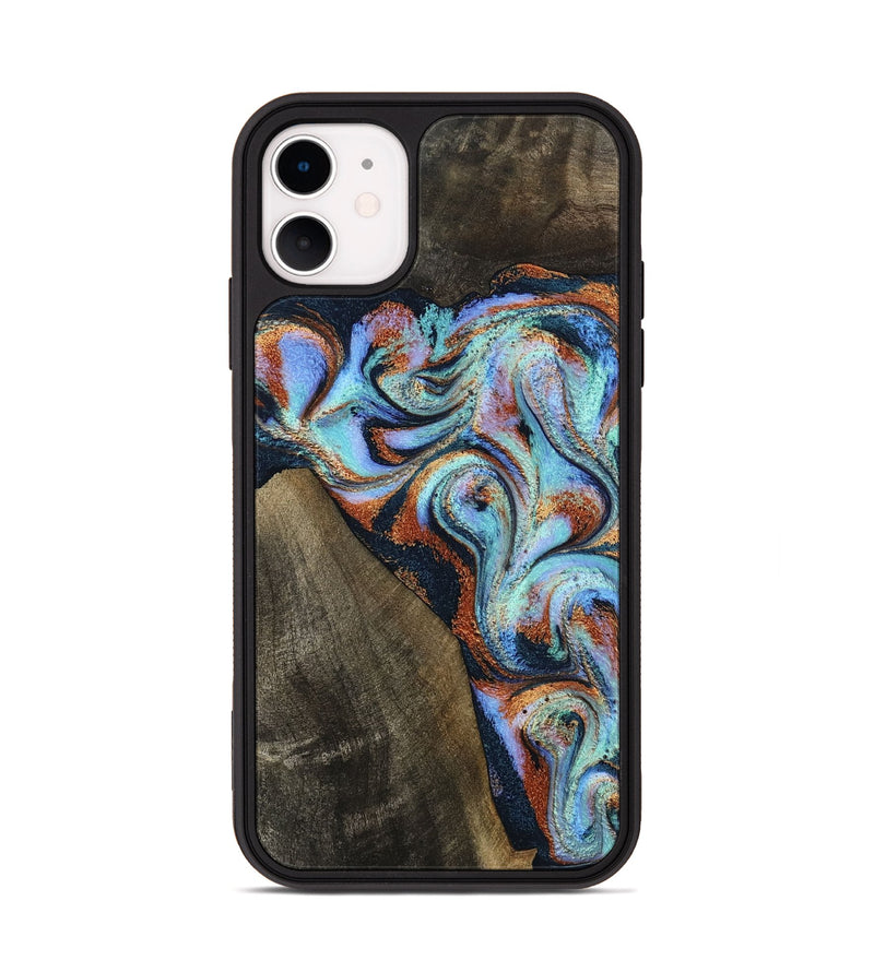 iPhone 11 Wood Phone Case - Wylder (Teal & Gold, 801644)