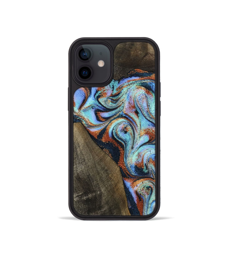 iPhone 12 mini Wood Phone Case - Wylder (Teal & Gold, 801644)