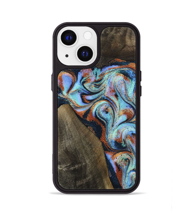 iPhone 13 Wood Phone Case - Wylder (Teal & Gold, 801644)
