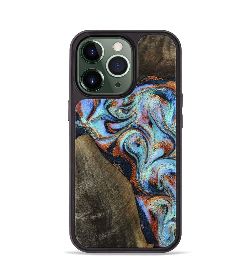 iPhone 13 Pro Wood Phone Case - Wylder (Teal & Gold, 801644)