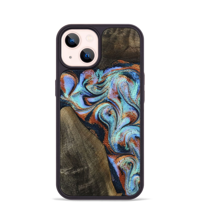 iPhone 14 Wood Phone Case - Wylder (Teal & Gold, 801644)