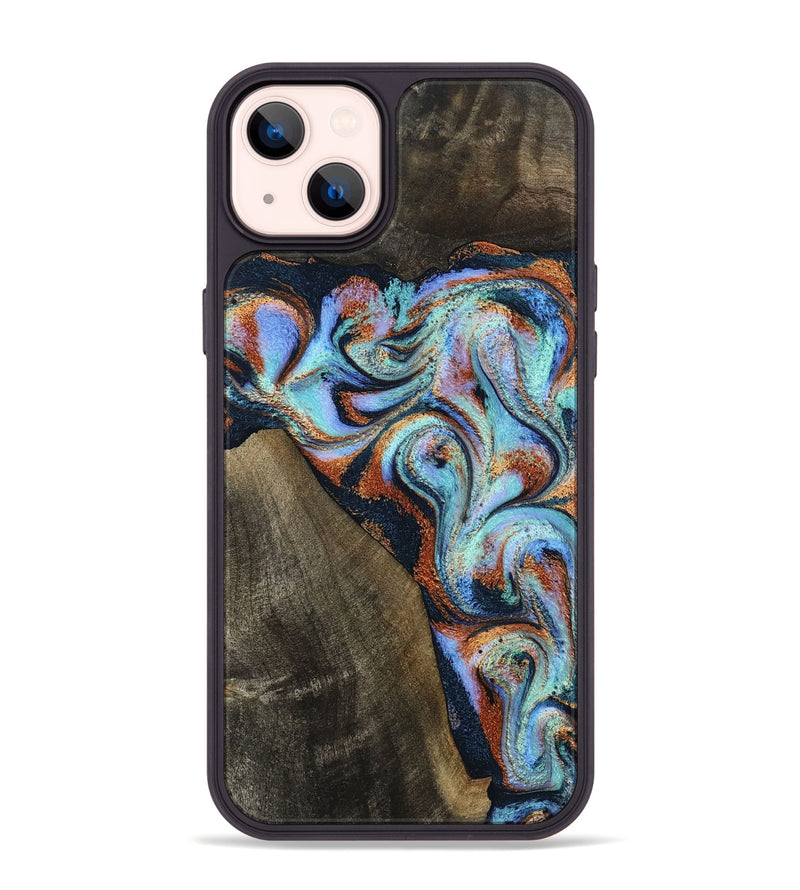 iPhone 14 Plus Wood Phone Case - Wylder (Teal & Gold, 801644)