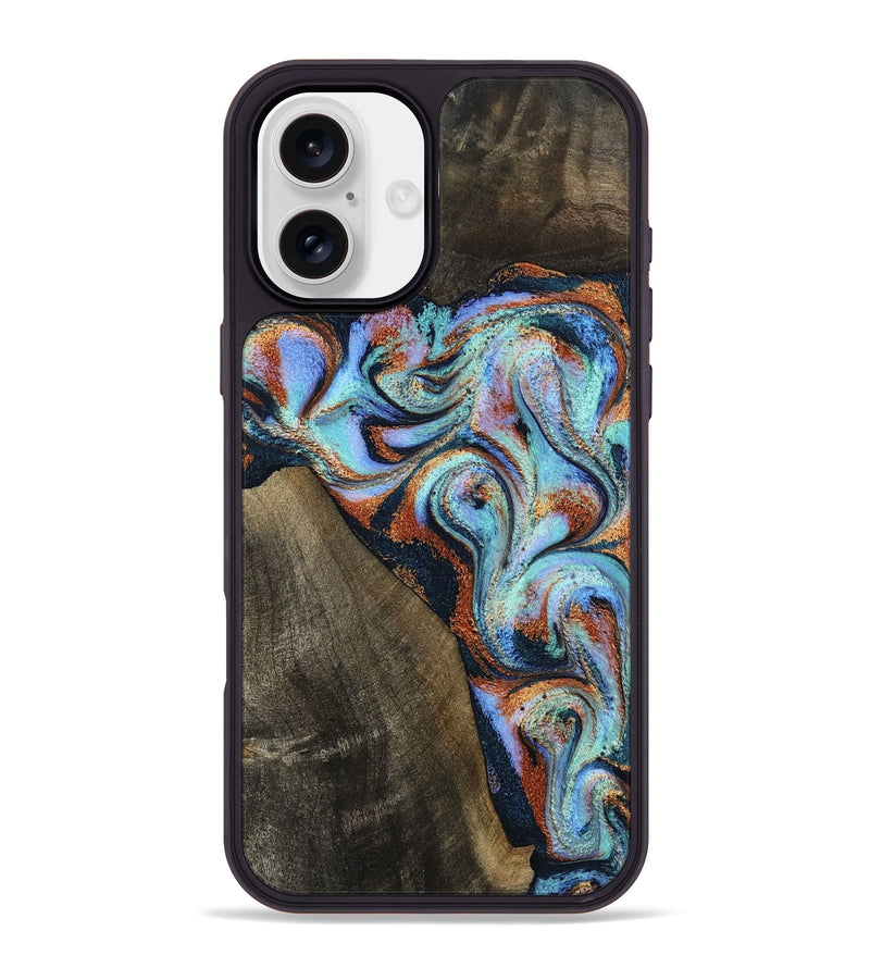 iPhone 16 Plus Wood Phone Case - Wylder (Teal & Gold, 801644)