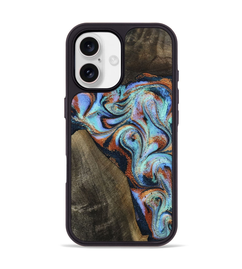 iPhone 17 Wood Phone Case - Wylder (Teal & Gold, 801644)