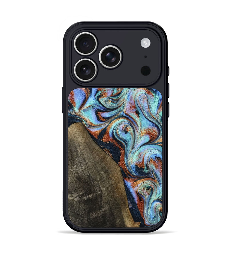 iPhone 17 Pro Wood Phone Case - Wylder (Teal & Gold, 801644)