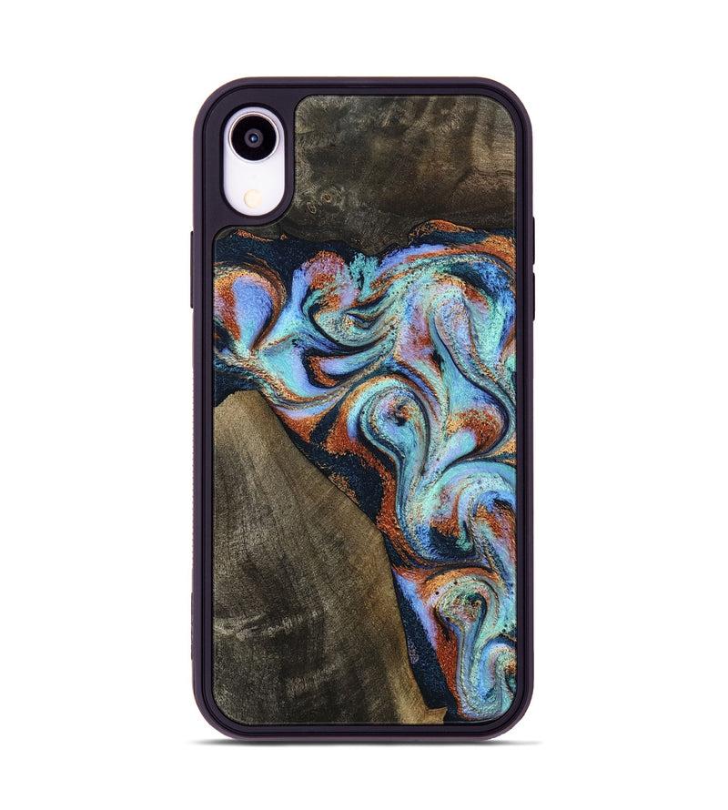 iPhone Xr Wood Phone Case - Wylder (Teal & Gold, 801644)