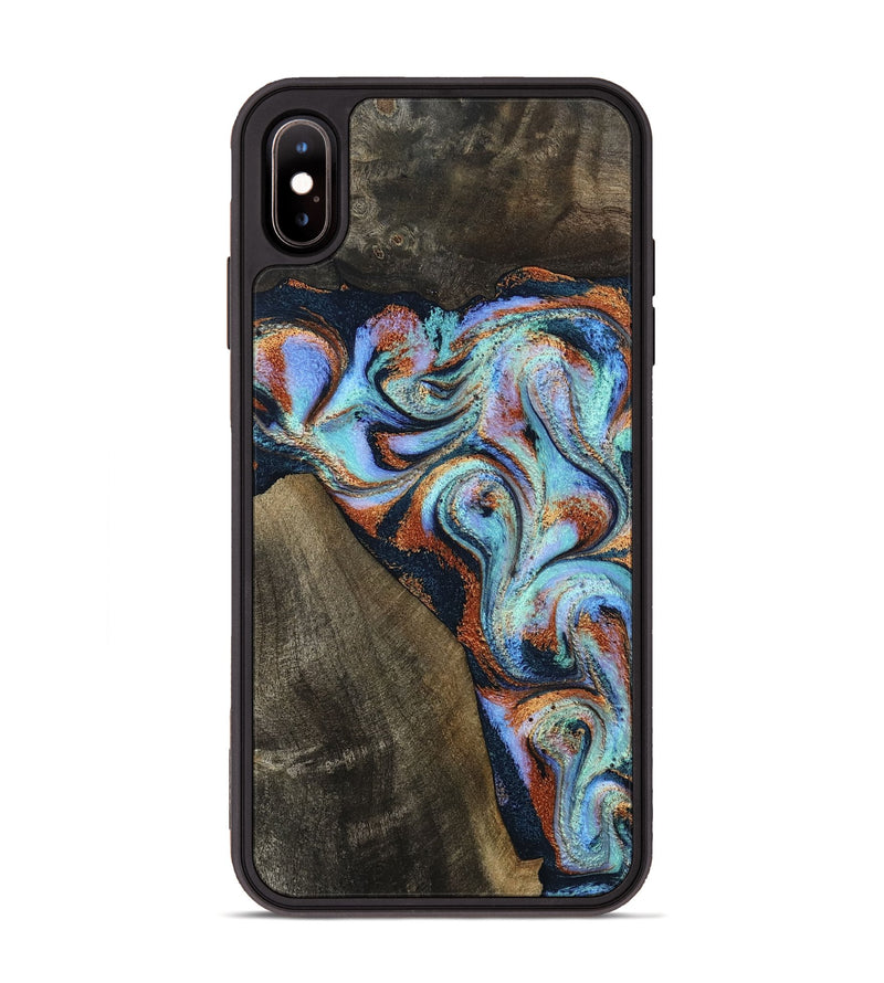 iPhone Xs Max Wood Phone Case - Wylder (Teal & Gold, 801644)