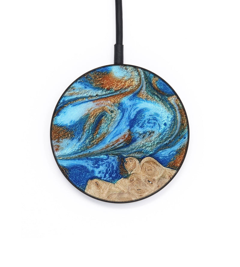 Circle Wood Wireless Charger - Benson (Teal & Gold, 801645)