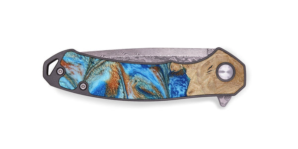 EDC Wood Pocket Knife - Benson (Teal & Gold, 801645)
