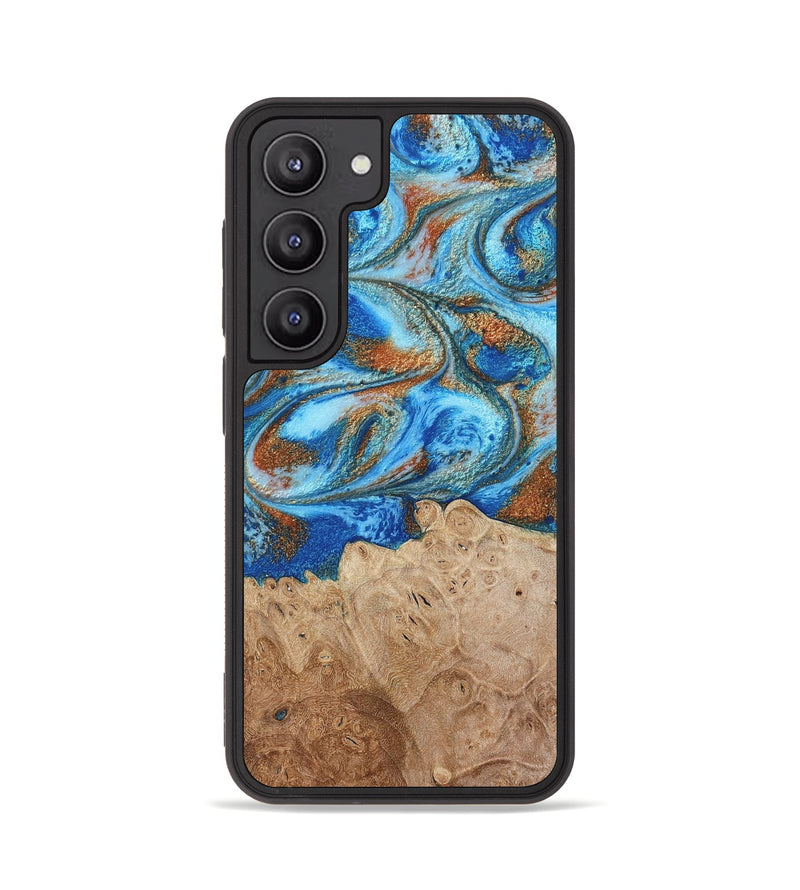 Galaxy S23 Wood Phone Case - Benson (Teal & Gold, 801645)