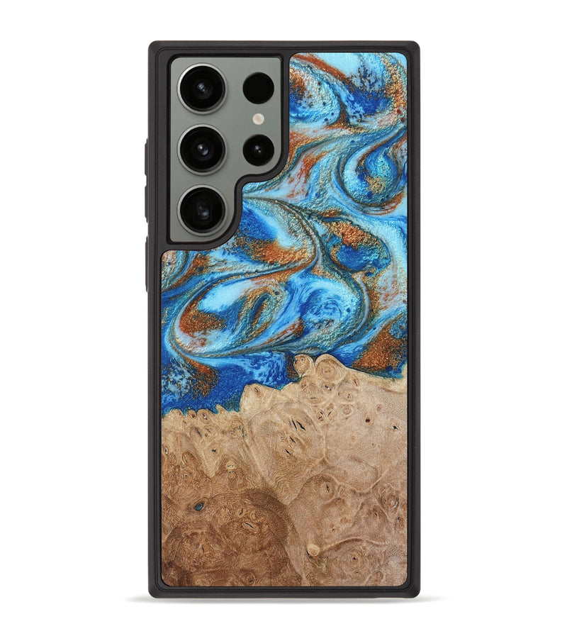 Galaxy S23 Ultra Wood Phone Case - Benson (Teal & Gold, 801645)