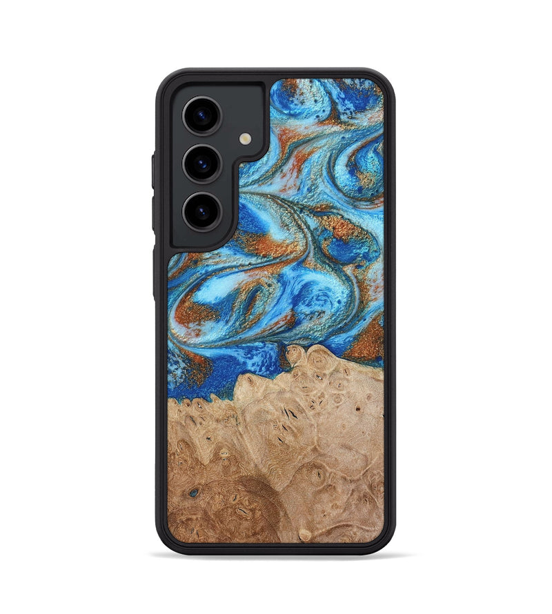 Galaxy S24 Wood Phone Case - Benson (Teal & Gold, 801645)