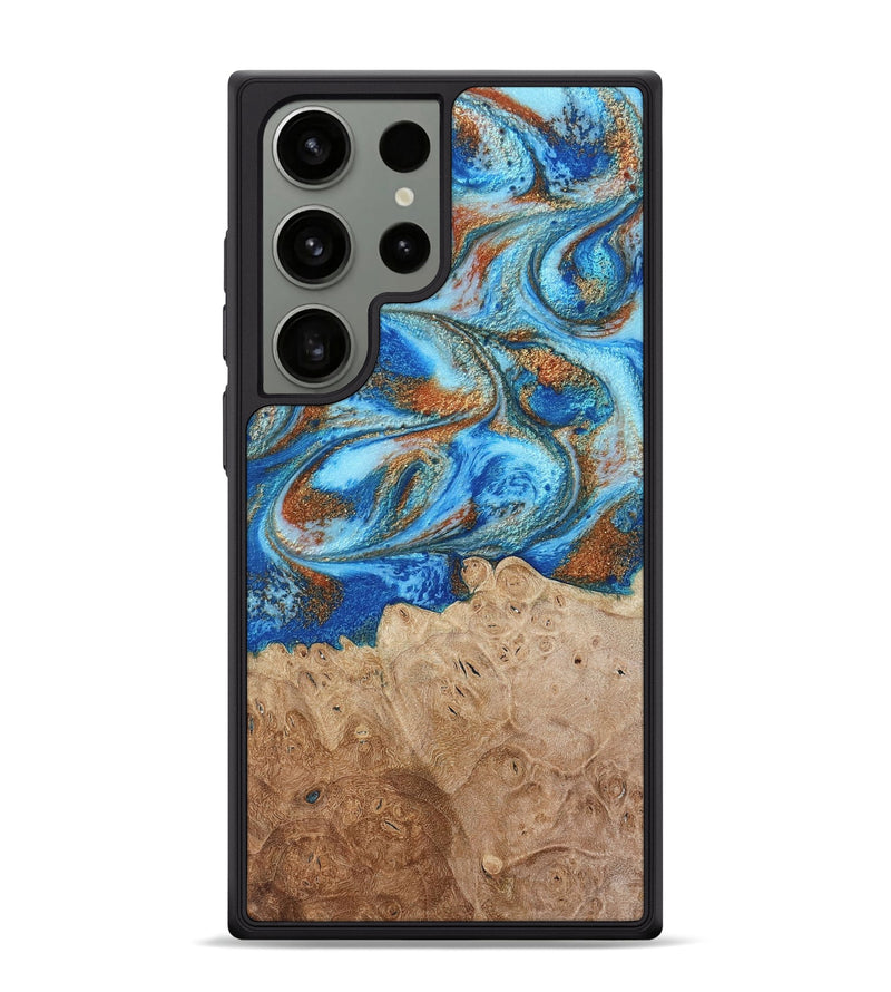 Galaxy S24 Ultra Wood Phone Case - Benson (Teal & Gold, 801645)