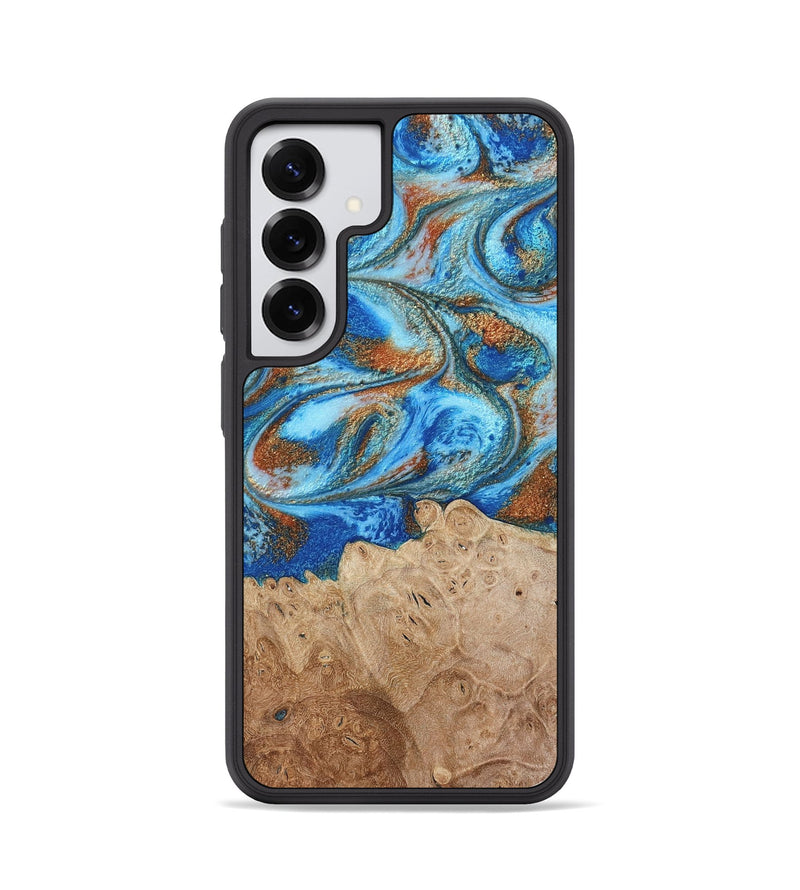 Galaxy S25 Wood Phone Case - Benson (Teal & Gold, 801645)