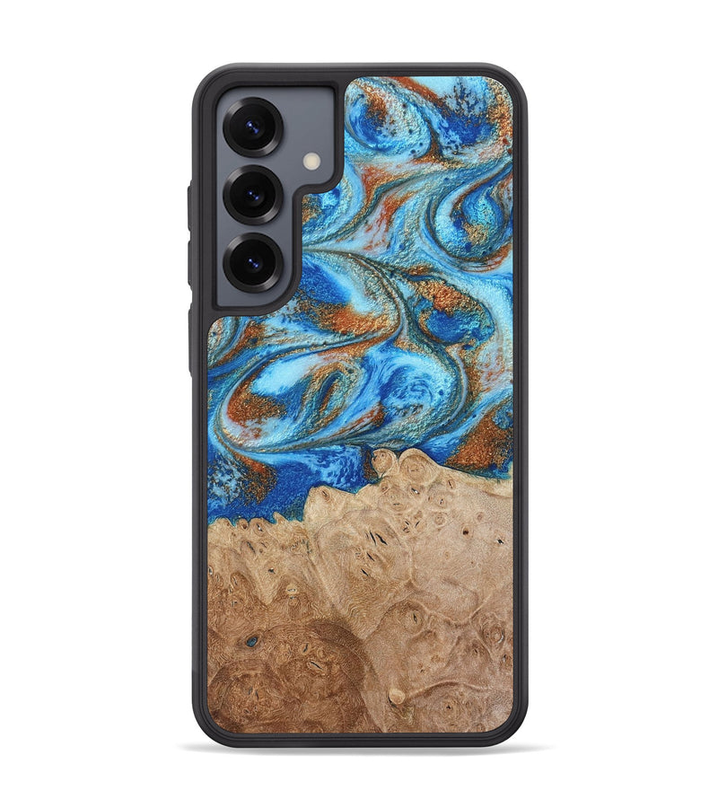 Galaxy S25 Plus Wood Phone Case - Benson (Teal & Gold, 801645)