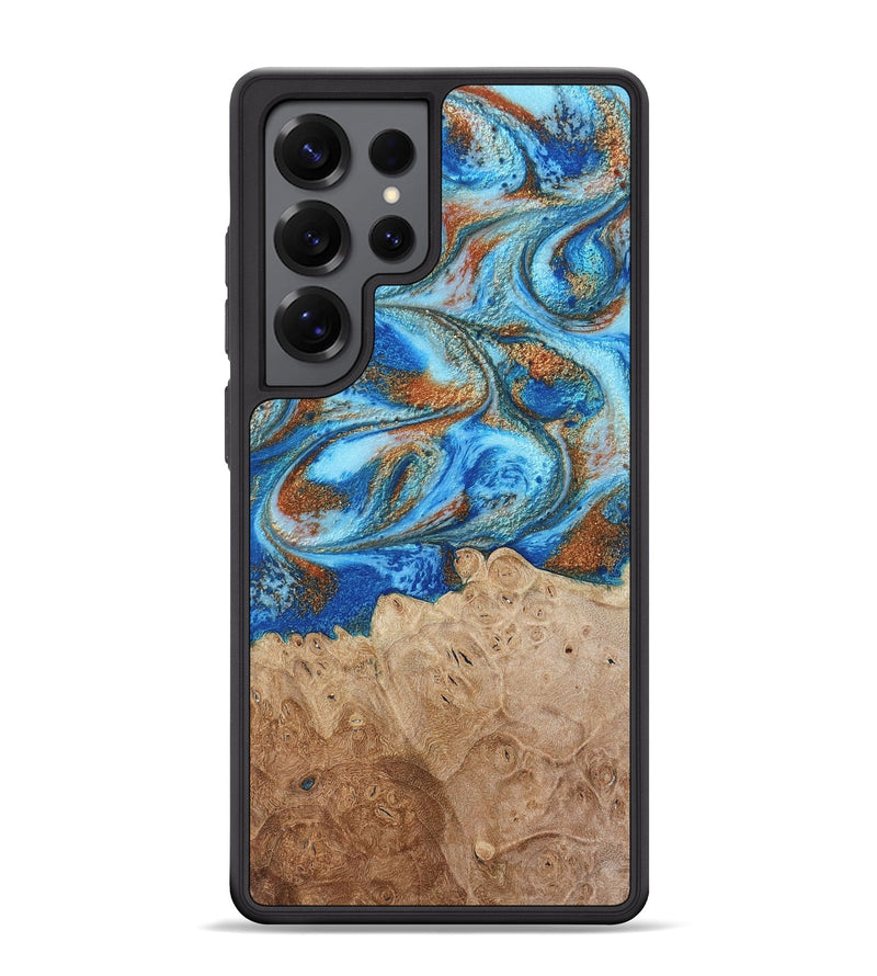 Galaxy S25 Ultra Wood Phone Case - Benson (Teal & Gold, 801645)