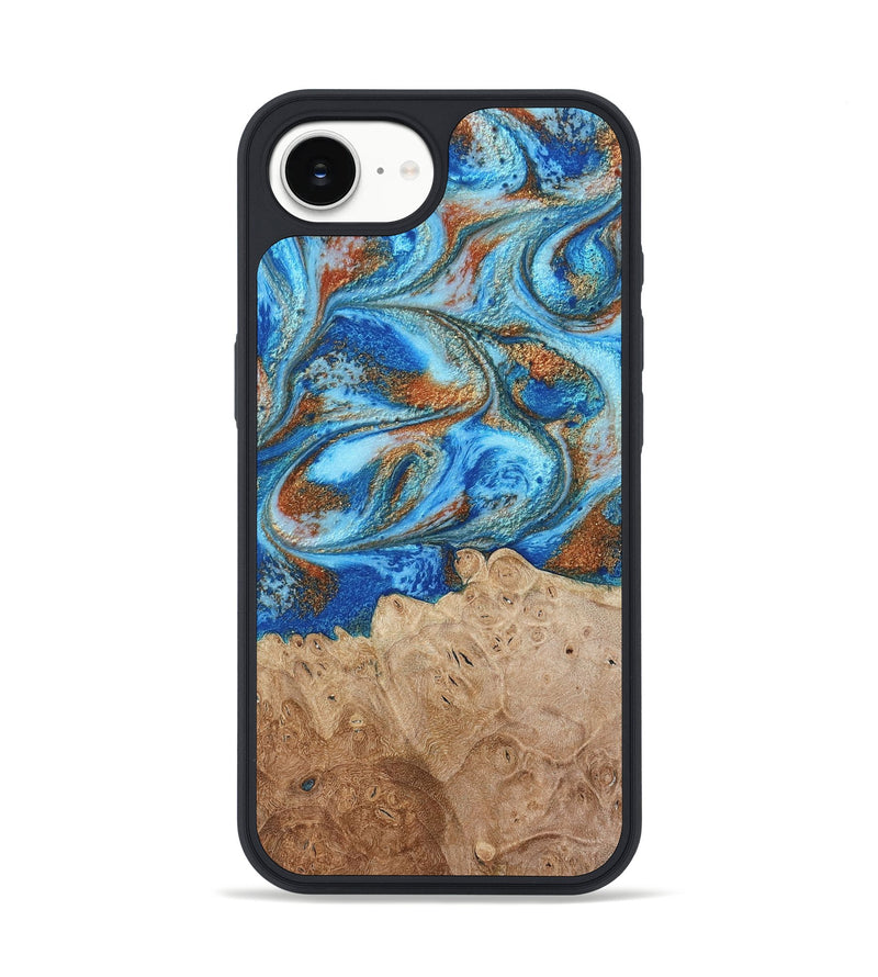 iPhone 16e Wood Phone Case - Benson (Teal & Gold, 801645)