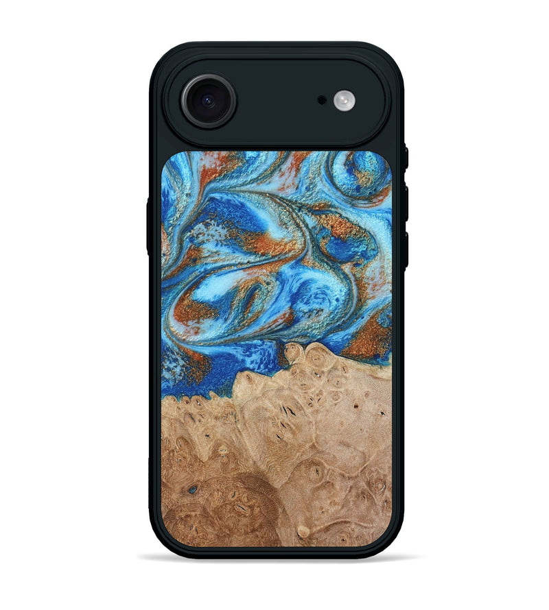 iPhone 17 Air Wood Phone Case - Benson (Teal & Gold, 801645)