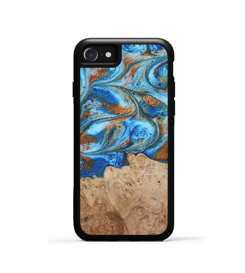 iPhone SE Wood Phone Case - Benson (Teal & Gold, 801645)