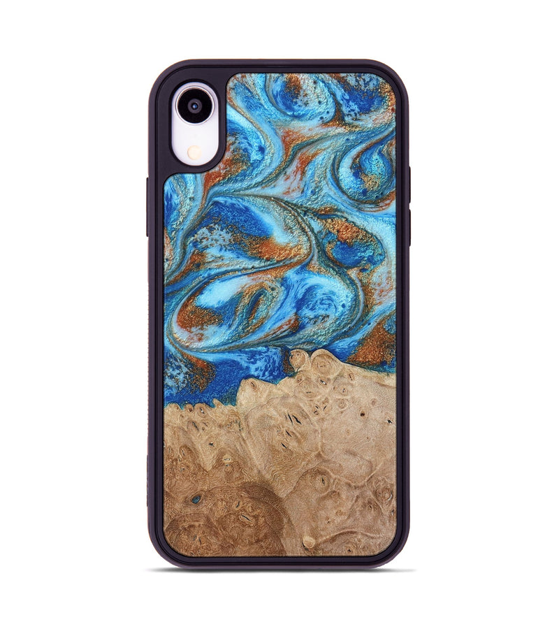 iPhone Xr Wood Phone Case - Benson (Teal & Gold, 801645)