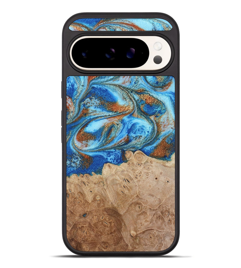 Pixel 10 Pro XL Wood Phone Case - Benson (Teal & Gold, 801645)