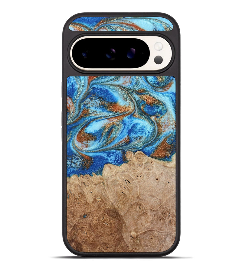 Pixel 9 Pro XL Wood Phone Case - Benson (Teal & Gold, 801645)