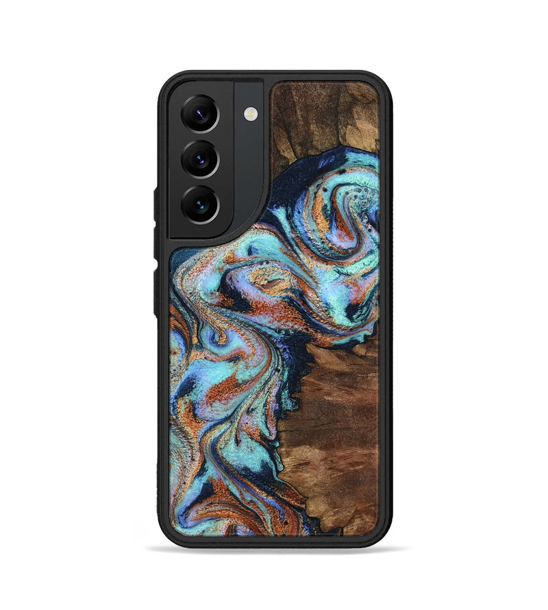 Galaxy S22 Wood Phone Case - Claire (Teal & Gold, 801646)